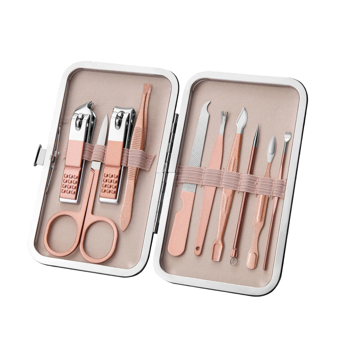 Golden stainless steel nail clipper set of 18 pieces, nail clippers, foot clippers, nose hair clippers, care tools Zpaxo Golden Set 10 pcs