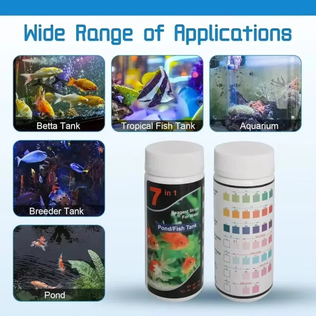 7-in-1 Aquarium Freshwater Ph Test Strips Easy-to-use Rapid Water