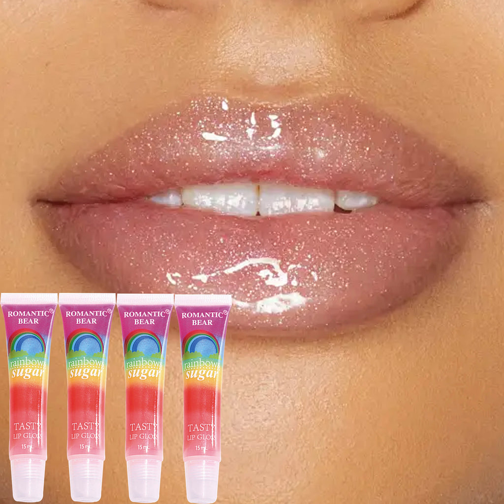 4/6/8/10/12pcs Rainbow Pearl Lip Gloss Glitter, Rainbow Jelly Lip Gloss, Sparkling Lips, Moisturizing Lip Skin Zpaxo