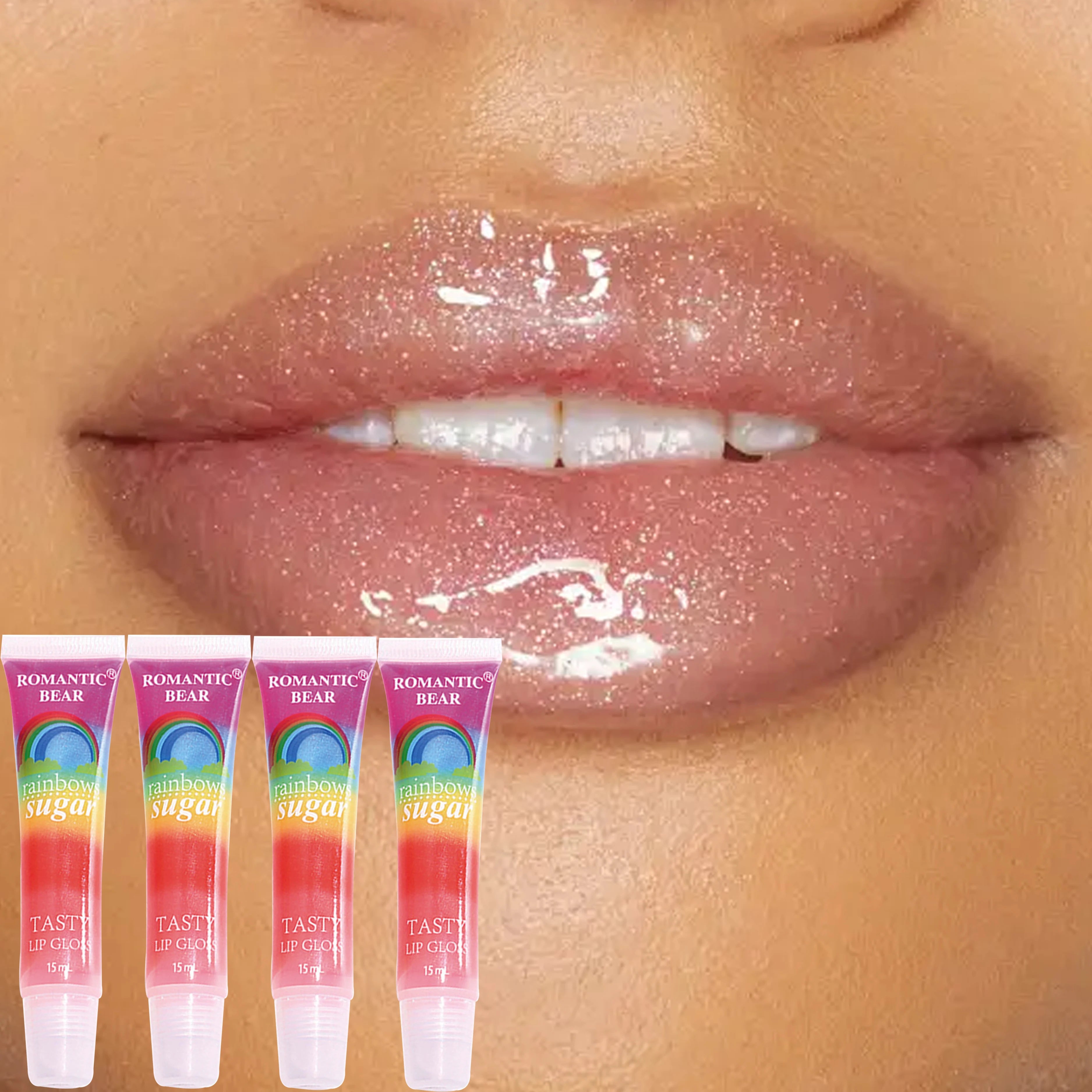 4/6/8/10/12pcs Rainbow Pearl Lip Gloss Glitter, Rainbow Jelly Lip Gloss, Sparkling Lips, Moisturizing Lip Skin Zpaxo