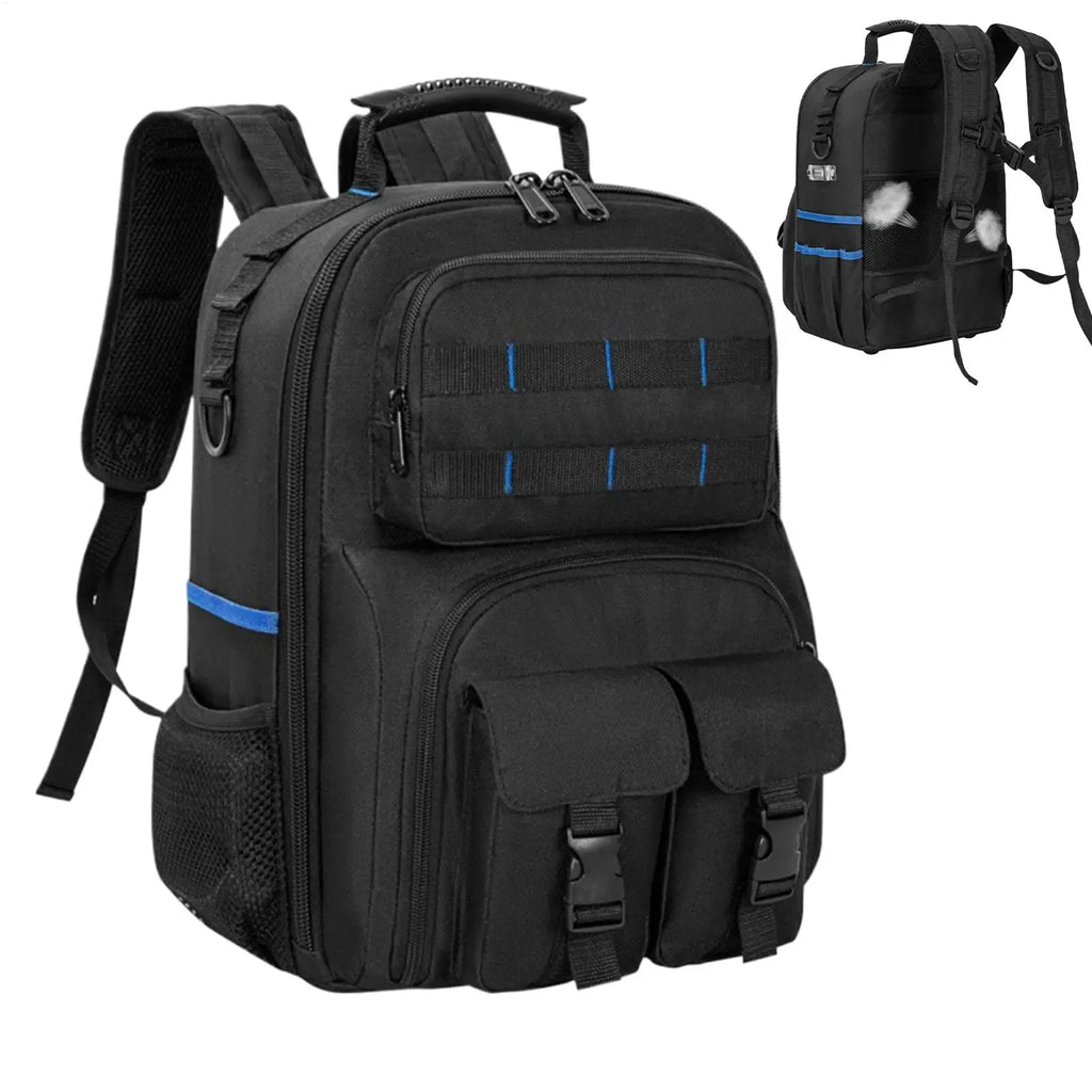 Storage Bag Tool Backpack Heavy Duty Hard Bottom Multiple Pockets
