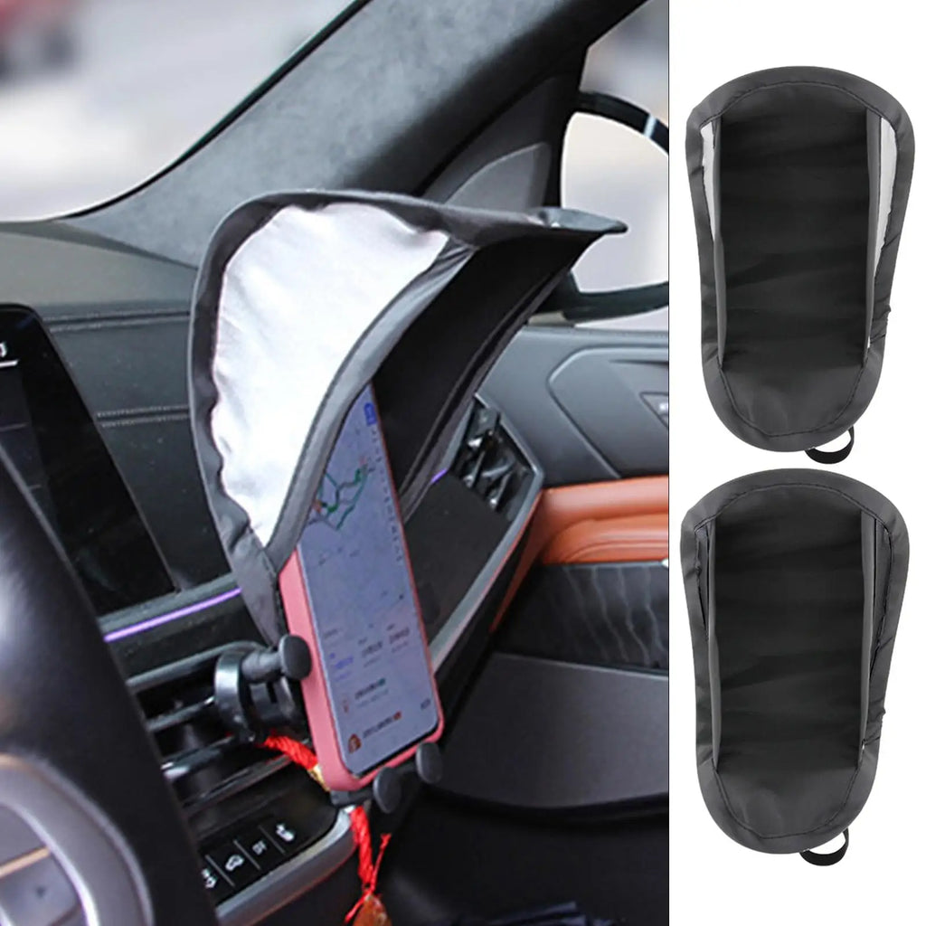 Mobile Phone Sunshade Rain Sun Stand Silver Plated Fabric Car Holder