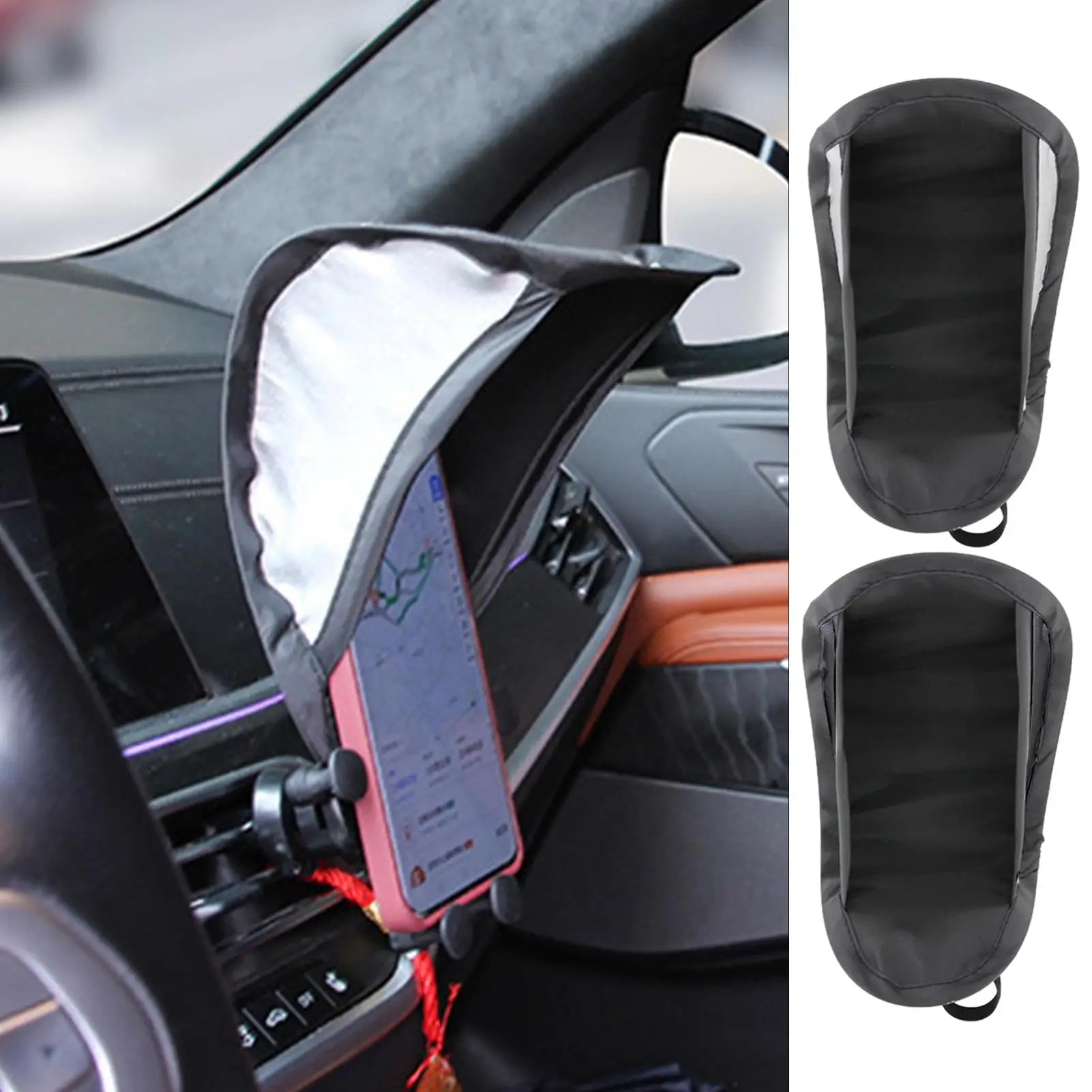 Mobile Phone Sunshade Rain Sun Stand Silver Plated Fabric Car Holder