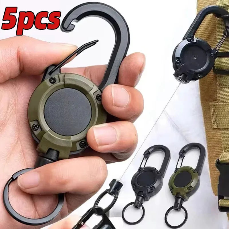 Retractable Keychain Carabiner Clip – Anti-Theft Elastic Key Ring Retractable Keychain Zpaxo