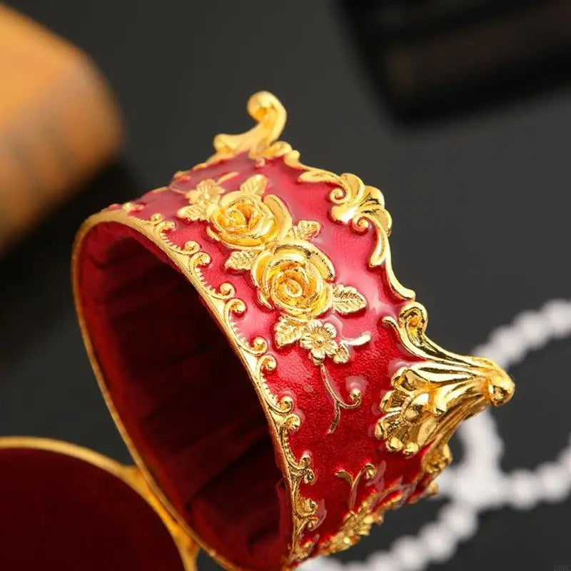 Retro Enamel Trinket Organiser Jewelry Box with Secure Closure Home Decoration Zpaxo