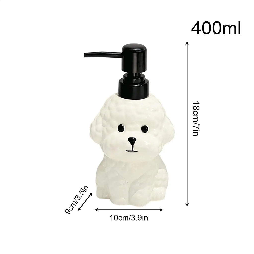 Soap Dispenser Dog Shape Ceramic Refillable Liquid Lotion Container