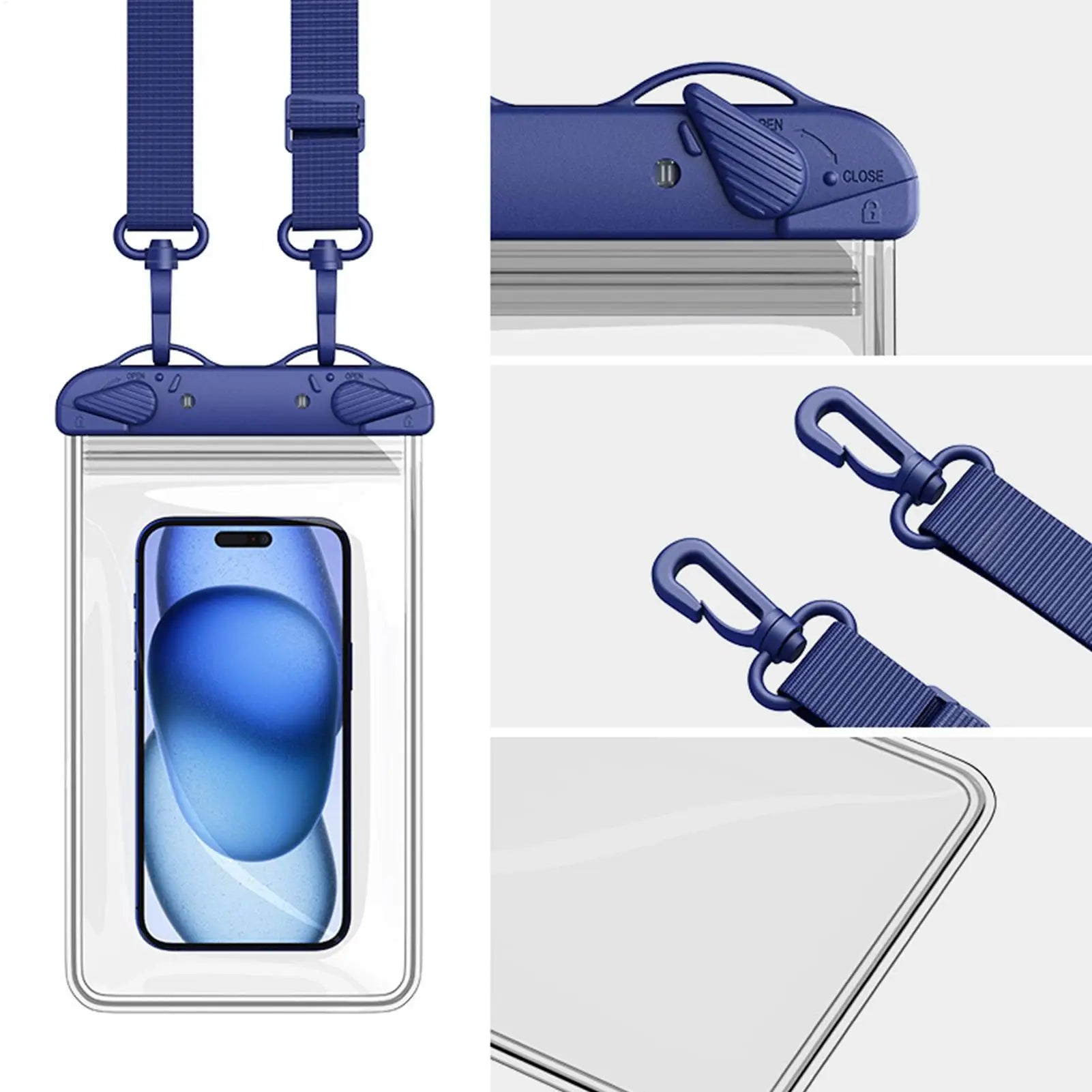 Transparent Waterproof Phone Case Touch Screen Under 7.0 inches Phone Cover with Lanyard Phone Sealed Bag Swimming Diving Zpaxo