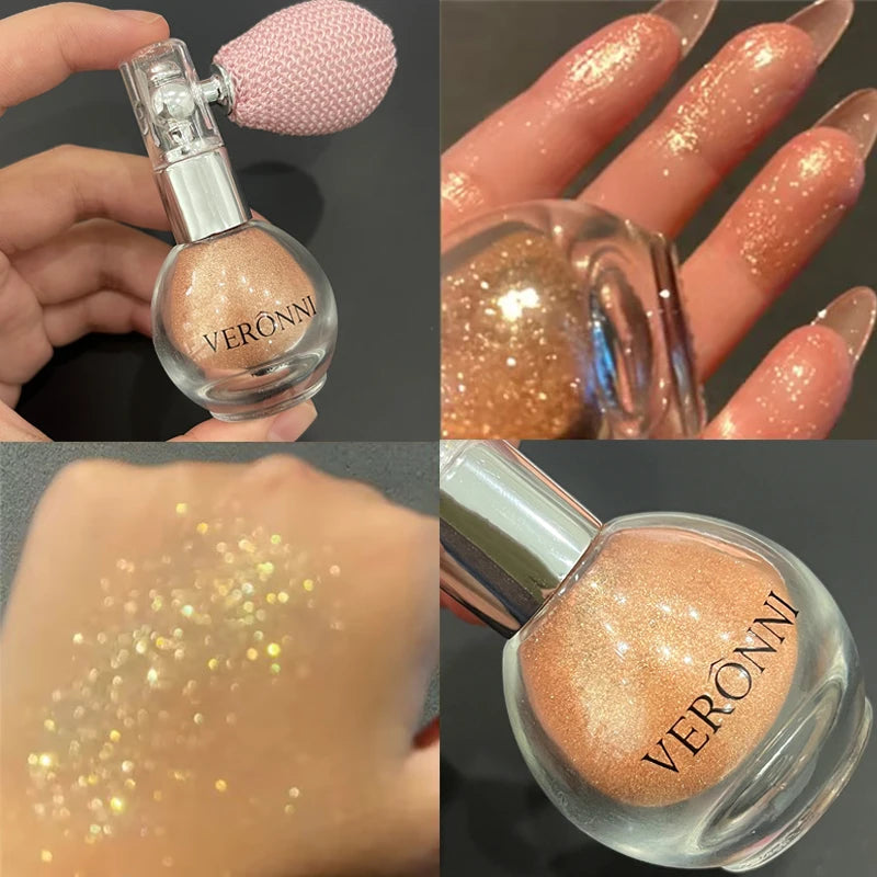 Highlighter Powder Spray Longwear sparkle fairy powder High Gloss Glitter Spray Body Bronzer For Face Body Makeup Cosmetics Zpaxo