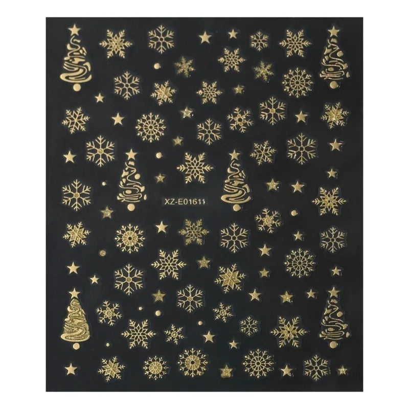 1/12pcs Multi Design Christmas Nails Sticker 3D Gold Stamping Sparkling Snowflake Christmas Tree Bowknot Winter Adhesive Decals Zpaxo 11