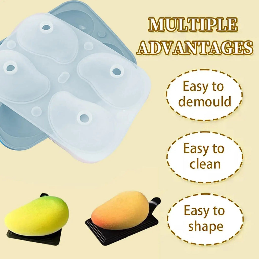 3D Mango Silicone Mold 4-Cavity Food Grade Mousse Cake Molds Kitchen