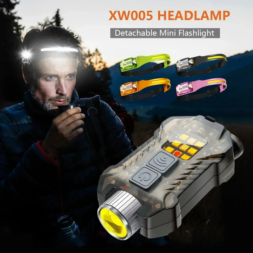 KDULIT XW005 LED Headlamp & USB-C Flashlight – 9-Mode UV EDC Torch