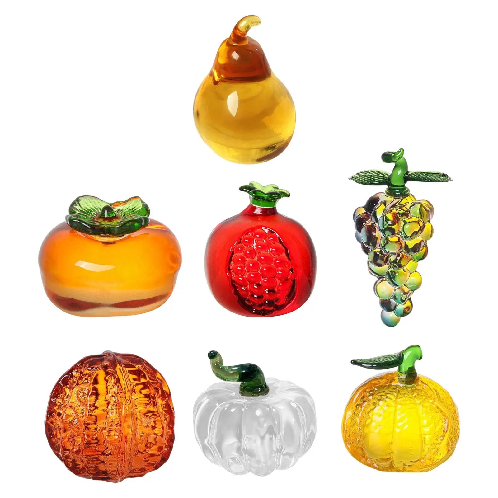 Glass Fruit Figurine Fruit Ornament Paperweight Cute Crafts Miniature Crystal Statue for Desktop Car Home Office Decoration Zpaxo