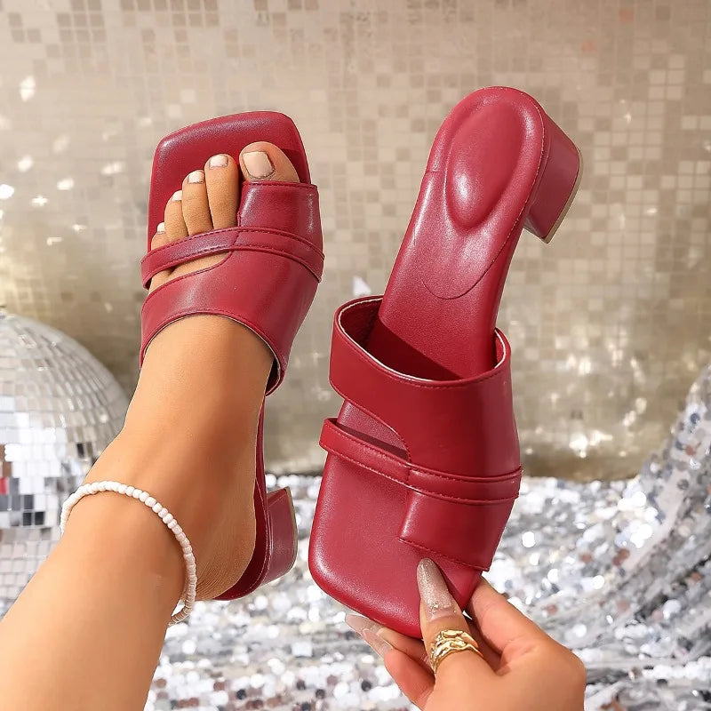 Women's Summer Block Heeled Comfortable Square Toe Mid Heels Sandals Zpaxo