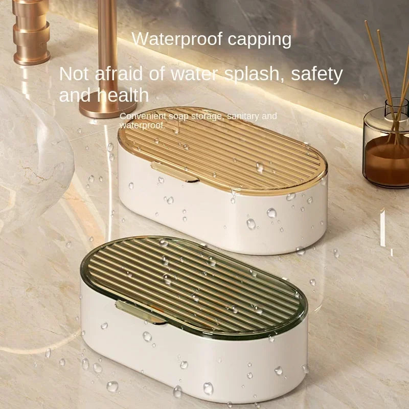 Double Layer Soap Dish with Lid & Drain | Bathroom Soap Box Soap Dish Zpaxo