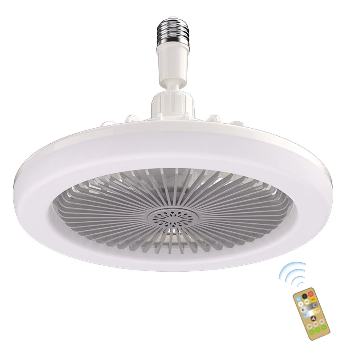 2 In 1 Energy Saving Remote Control Ceiling Fan Lamp Infinitely Dimmable E27/26 Base Bottom Noise Mute LED Decorative Light Zpaxo Grey Control