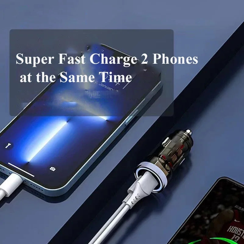 UYUXIO 1 Transparent USB C Car Phone Charger Adapter PD 90W Fast