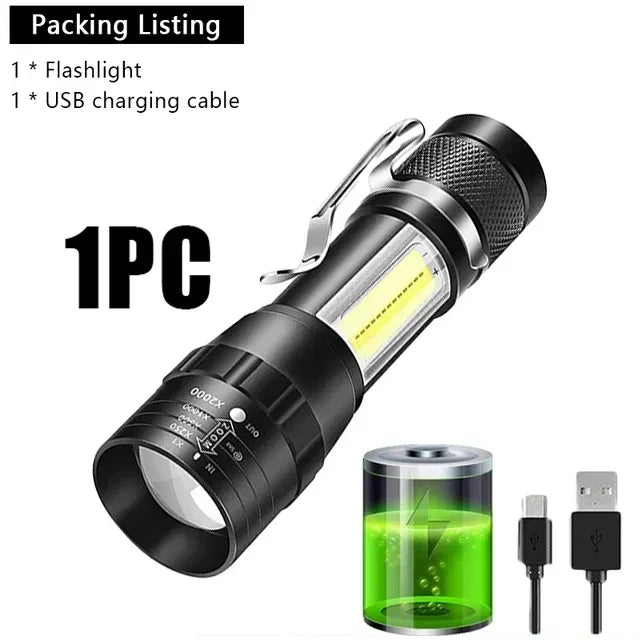 KDULIT Mini LED Pocket Flashlight – USB Rechargeable Torch