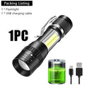 KDULIT Mini LED Pocket Flashlight – USB Rechargeable Torch