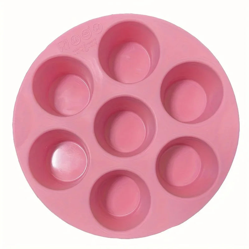 2026 New Silicone Egg Bite Molds for Air Fryer - 7-Cavity Non-Stick Muffin Pan for Cupcakes/Quiches/Tarts - Dishwasher Safe Pans Zpaxo Pink