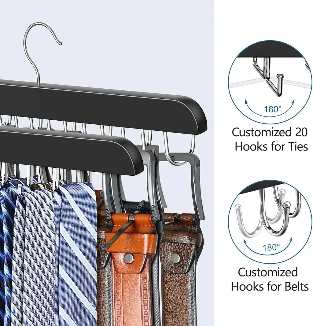 2-Pack Belt & Tie Rack – 360° Rotating Closet Organizer