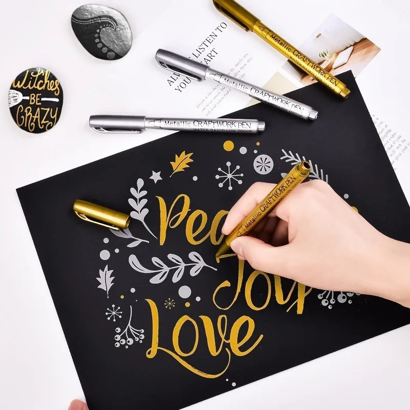 Metallic Soft Tip Pens Waterproof Paint Marker Craft Invitation