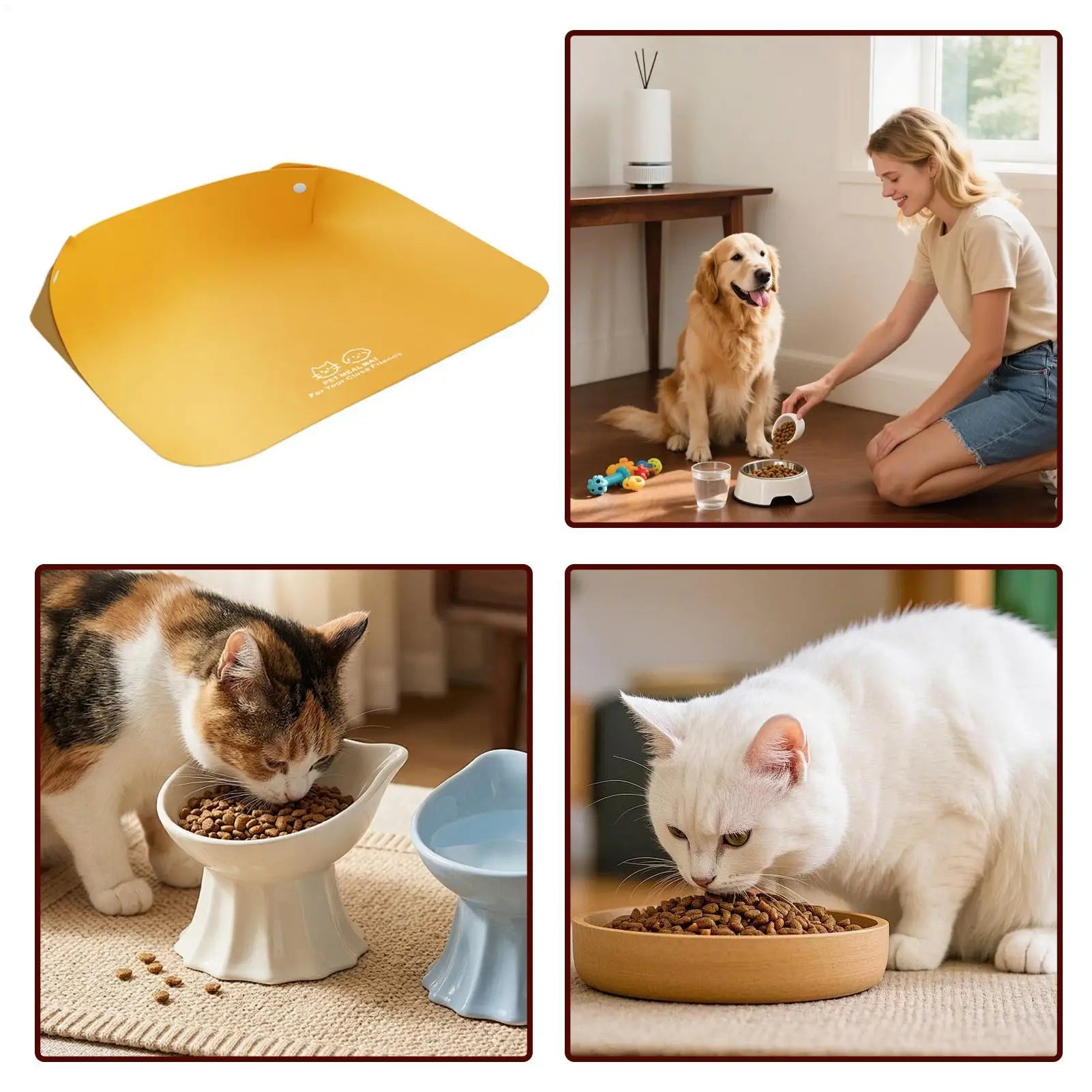 Cat Feeding Mat Large Waterproof Non-slip Water Bowl Pet Mats Dogs
