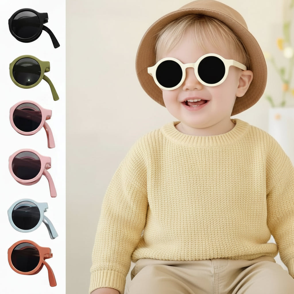 Candy Colored Children's Sunglasses Foldable Design Macaron Colored Macaron Colored Glasses Round Frame Sun Protection Zpaxo