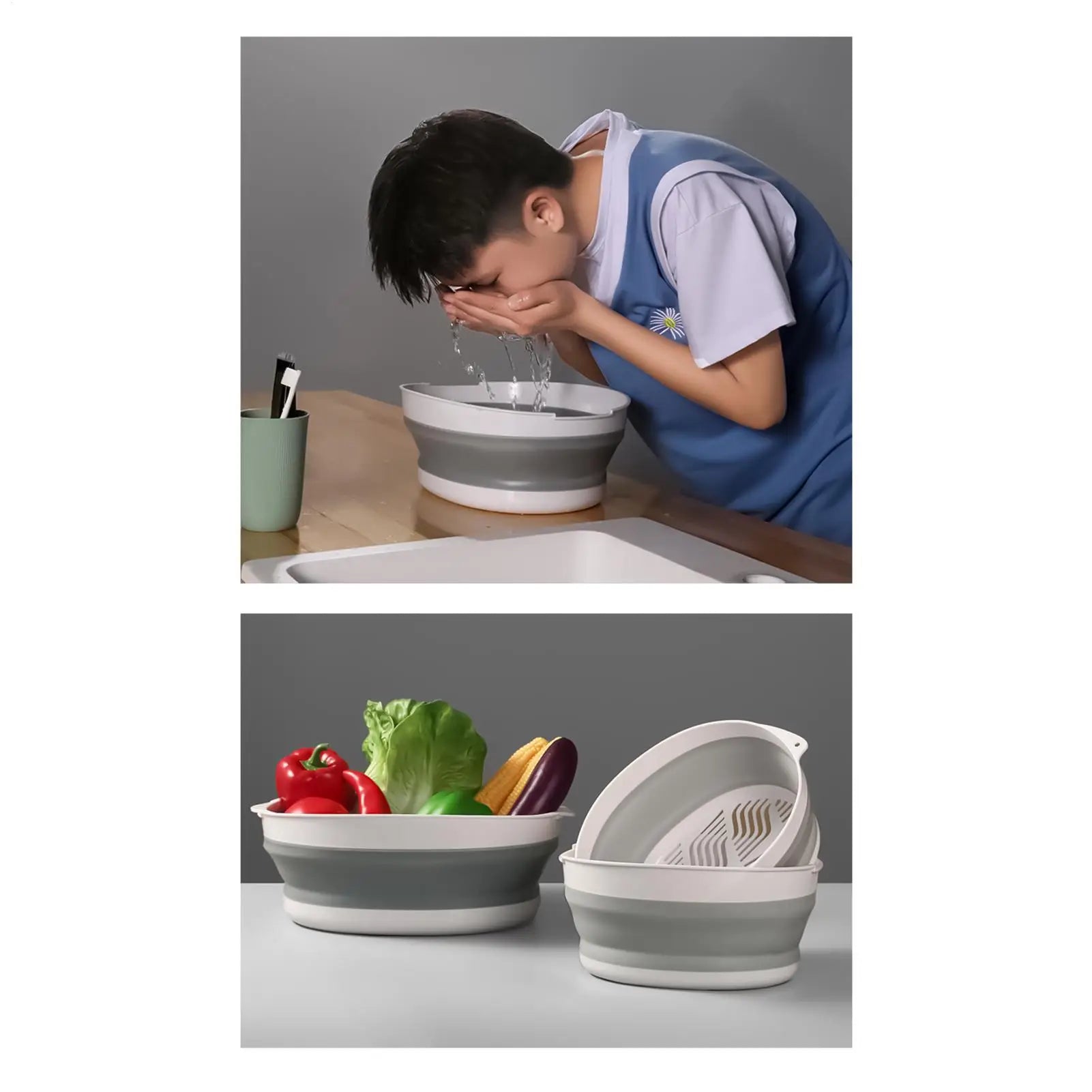 Foldable Strainer Double-layer Fruit Washing Kitchen Parents Daily