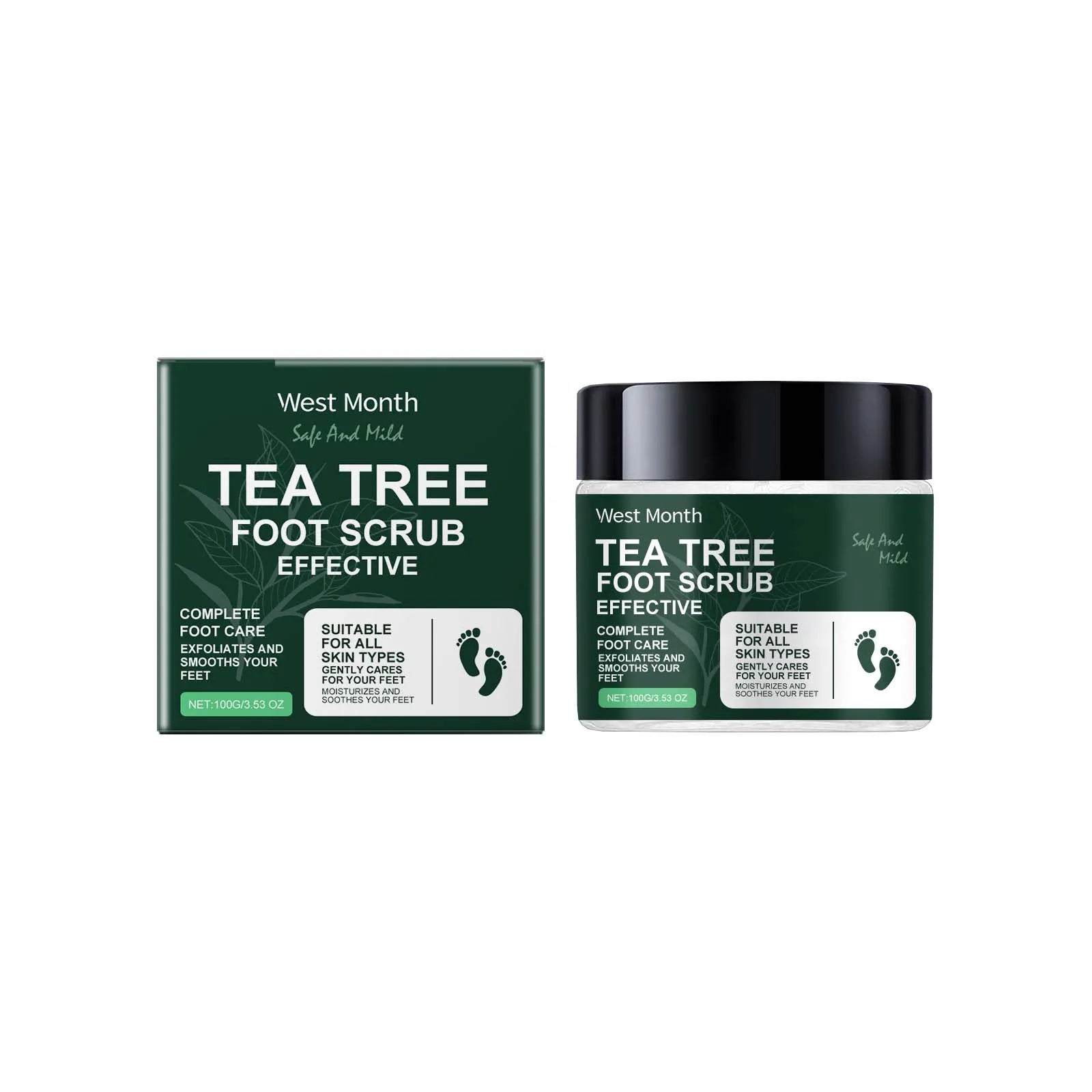Hoygi Tea Tree Foot Scrub – Exfoliate & Soften Dry Feet Foot Scrub Zpaxo 100g Boxed
