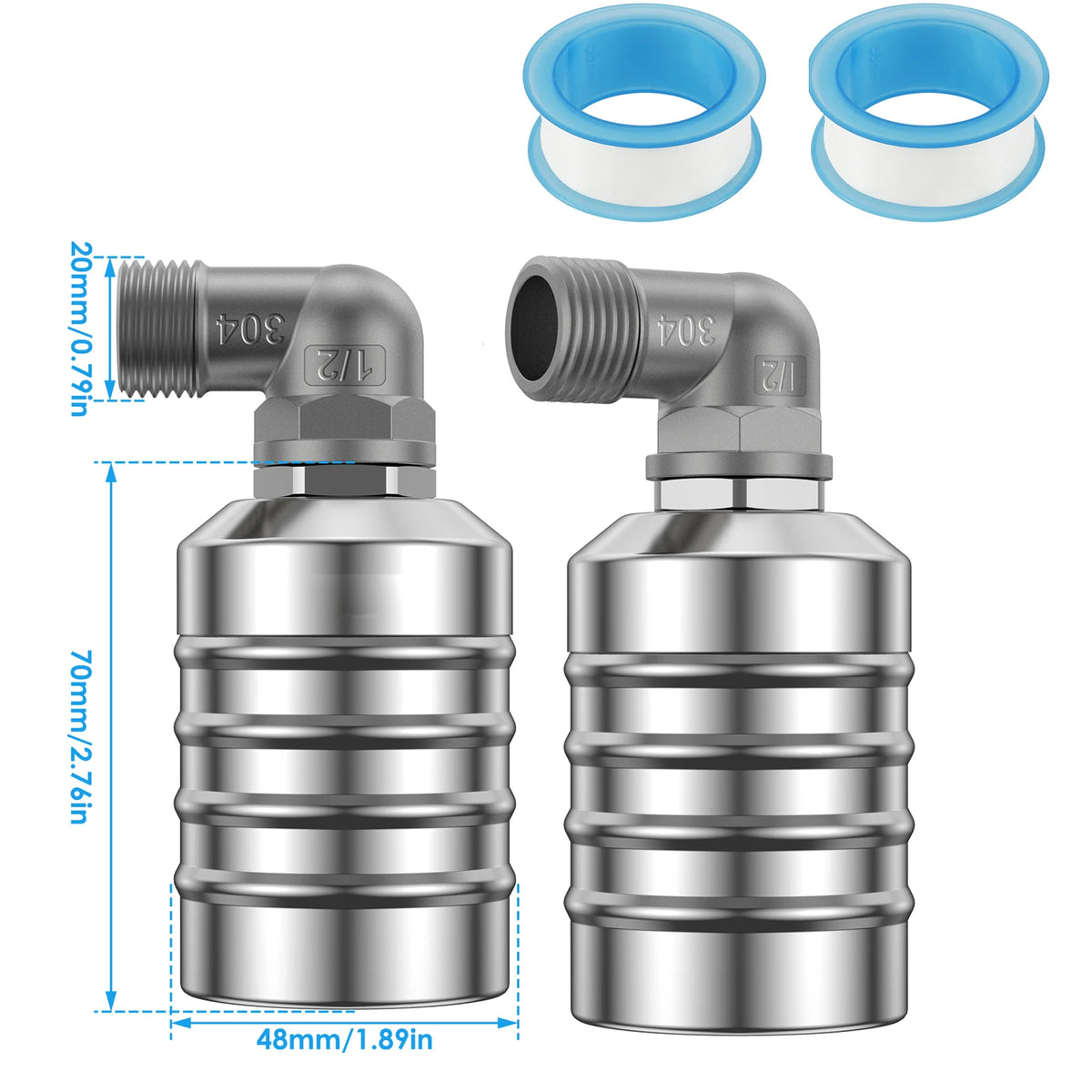 1/2 PCS Floating Ball Valve Automatic Water Level Control Valve 1/2 Stainless Steel Water Tank Valve Safe Water Tower Shutoff Zpaxo D 2-piece set