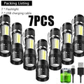 KDULIT Mini COB+XPE LED Torch – USB Rechargeable Zoomable Flashlight