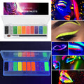 Eyeliner Eye Shadow Palette Makeup UV Glow Dark Fluorescent Neon Face Zpaxo 10 colors