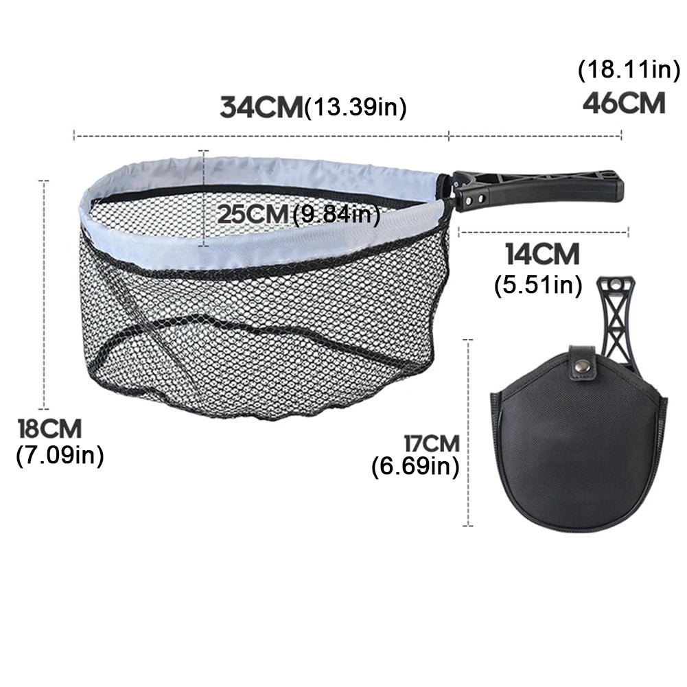 Fly Fishing Landing Net Non-slip Handle Foldable Tackle Bag Trout