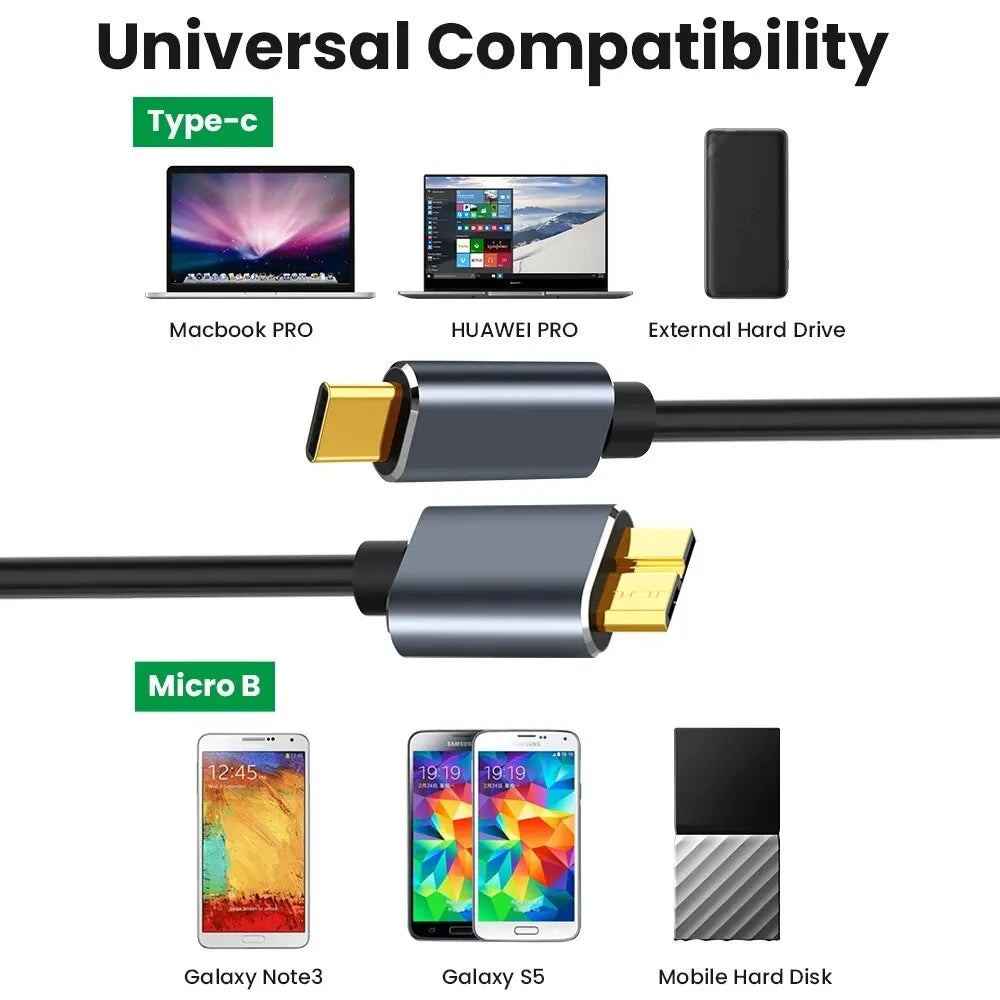 Micro B USB C 3 0 Cable Typec Connector 5Gbps External Hard Drive Zpaxo