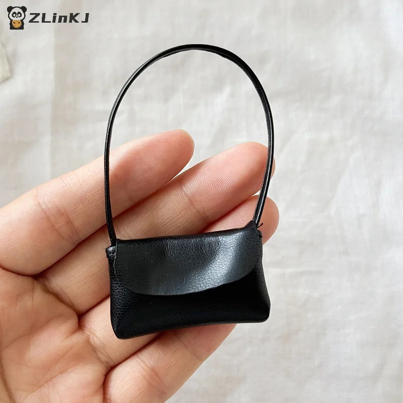 ▶1Pcs PU Leather Purse Accessories For 15-17cm Doll Handbag Lady Leather Bag Dollhouse Decoration Pretend Play Toy Zpaxo