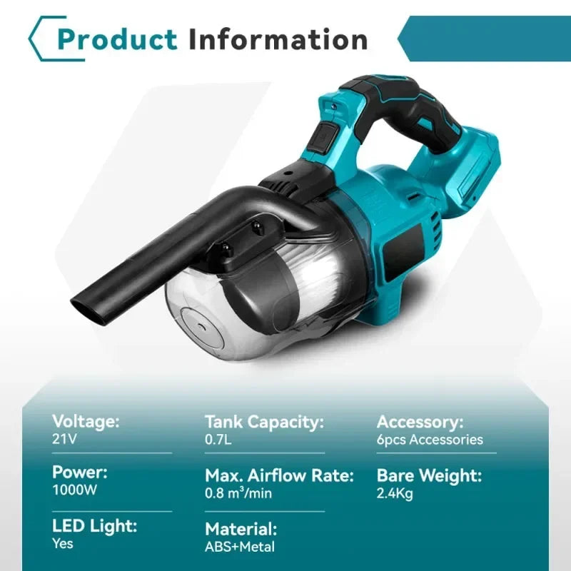 Cordless Handheld Electric Vacuum Cleaner 1000W Powerful Rechargeable