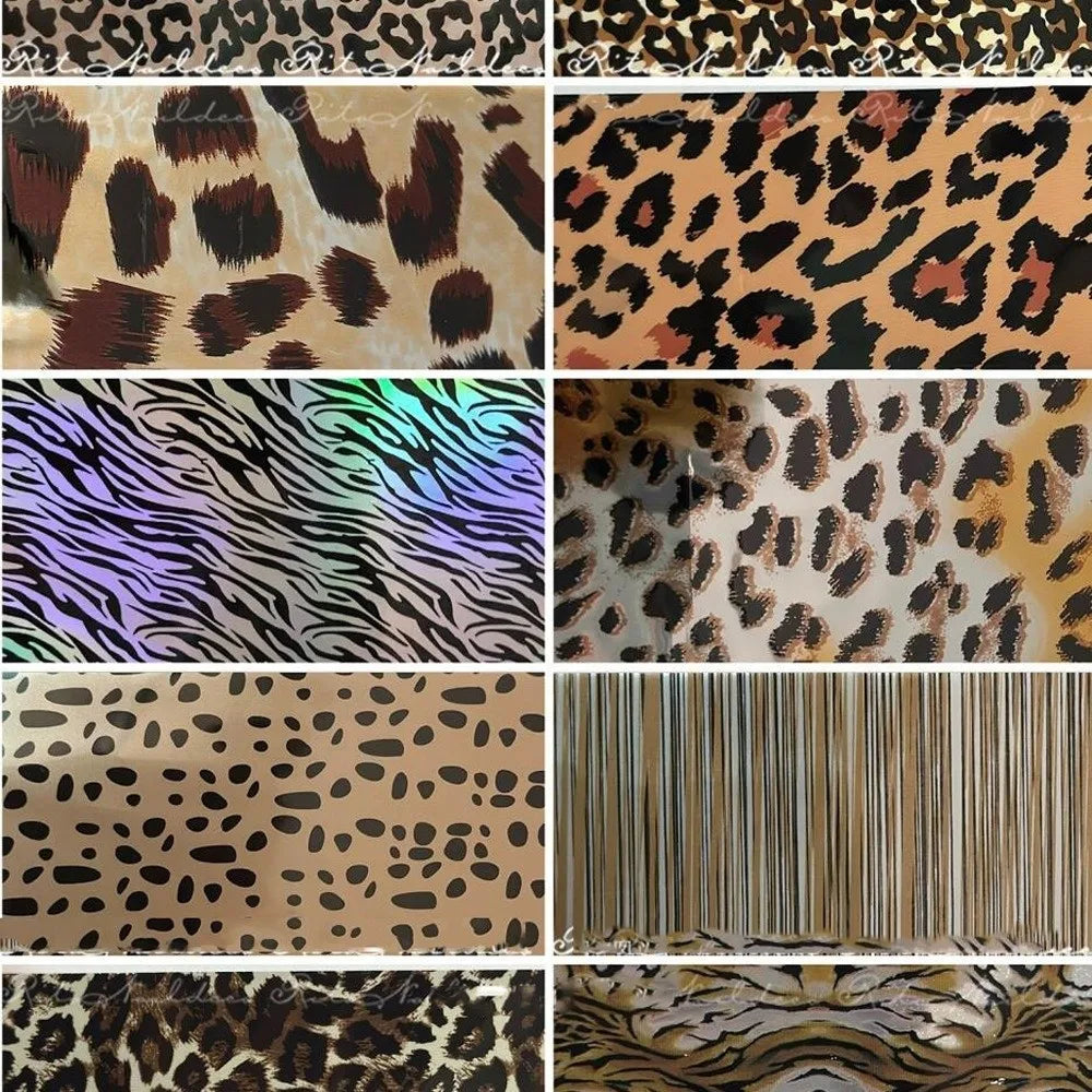 Lace Design Nail Foils Stripe Pattern Black White Nail Art Stickers Leopard Print Sequin Effect Transfer Paper Nail Decoration Zpaxo