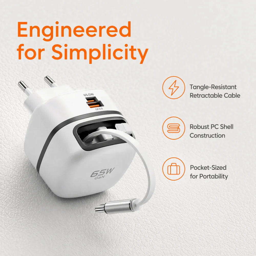 Foldable Foot 65W Fast Charger EU UK US Plug Compact Portable Mini Zpaxo