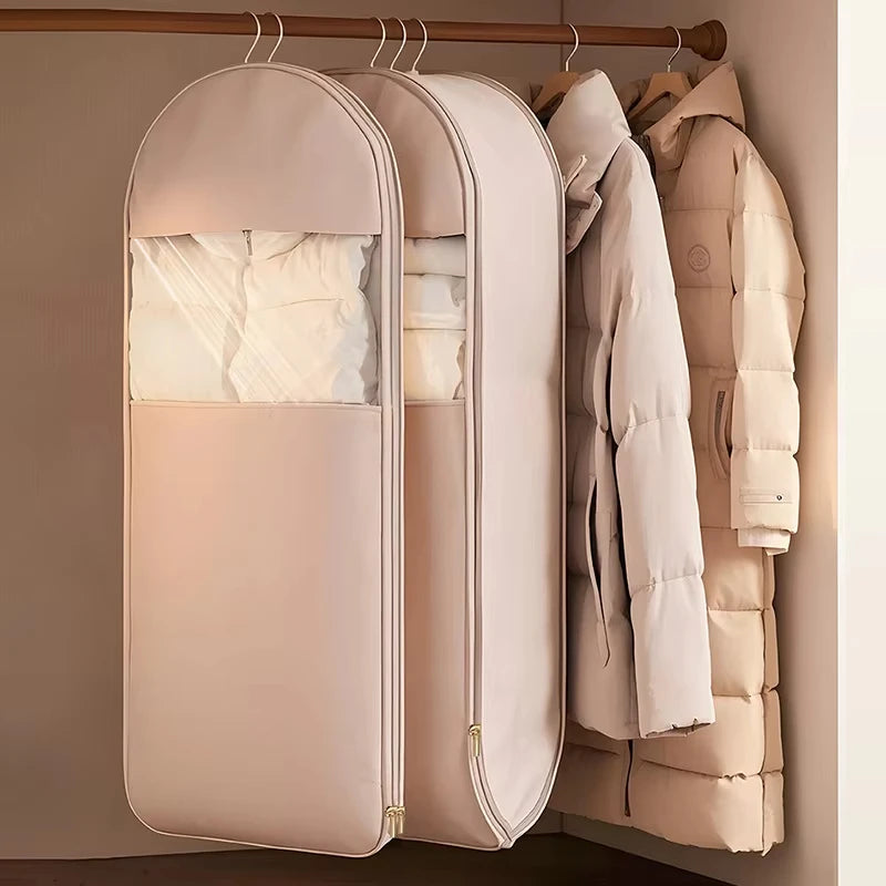 Hanging Down Jacket Compression Storage Bag Visible Dustproof Cover