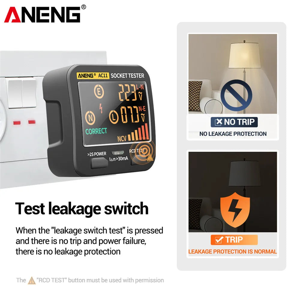 ANENG AC11 Digital Smart Socket Detector US UK EU AU Plug Tester