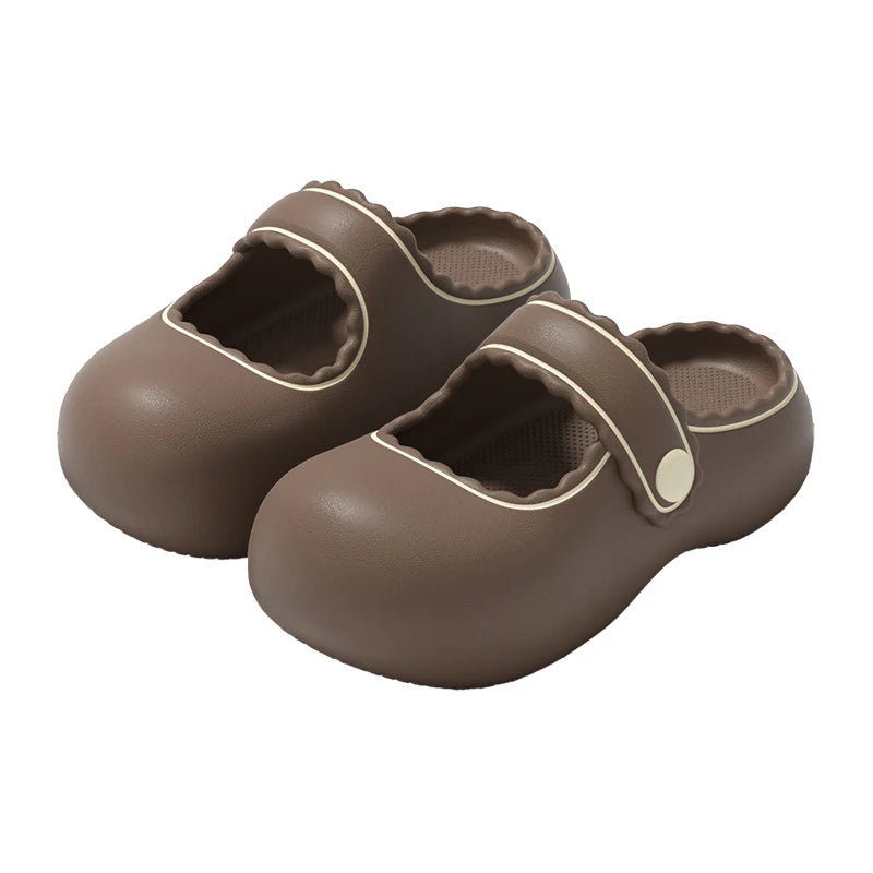 Women Mary Jane EVA Slippers Thick Sole Non Slip Summer Shoes Cute Zpaxo Coffee 40-41