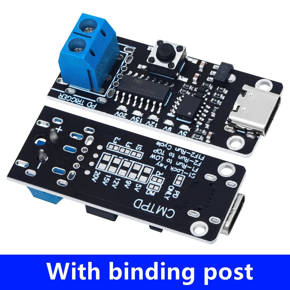 100W 5A USB-C PD3 0 QC3 Fast Charging Trigger Module Boost Converter Zpaxo With binding post