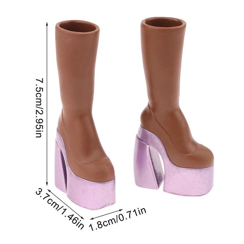 ▶Mini Doll Simulation High Heel Boots Doll Dress UP Accessories Dolls House Clothes Decoration For Girls Pretend Play Toys Zpaxo 1Pair