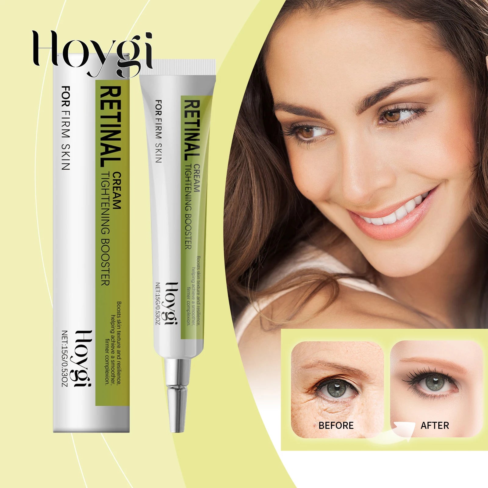 Hoygi 15g Retinol Eye Cream Gentle Renewing Formula for Delicate Eye Area Hydrates Improves Skin Texture Night Use Recommended Zpaxo