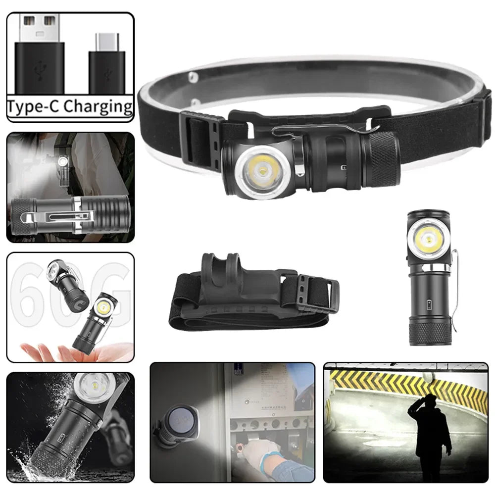 KDULIT P8 LED Headlamp USB-C Rechargeable Magnetic 3 Modes