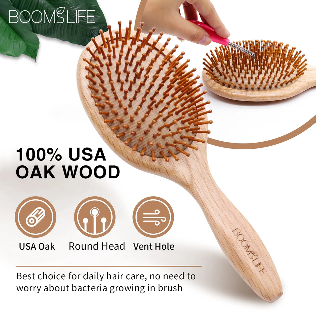 Natural Hair Brush Women Wide Tooth Hair Combs Healthy Paddle Cushion Massage Hairbrush Wooden Comb Hair Care Barber Accessories Zpaxo