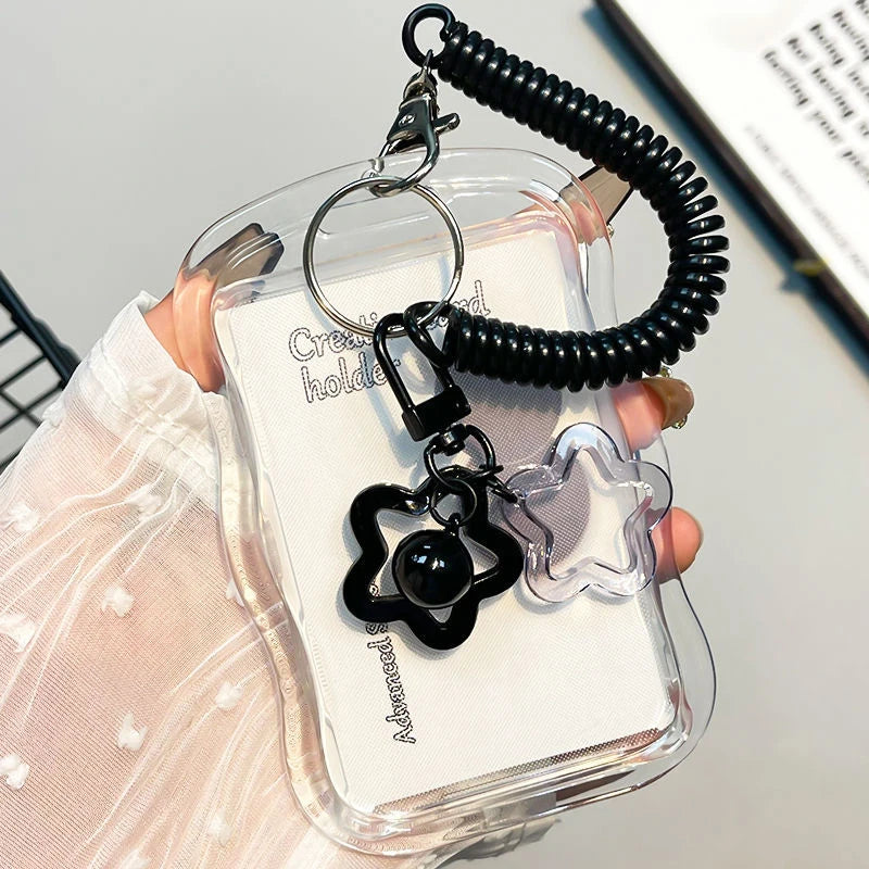 Creative Design Kpop Photocard Holder Transparent Card Holder Keychain Photo Sleeves Bus Card Student Card Case Photo Protector Zpaxo