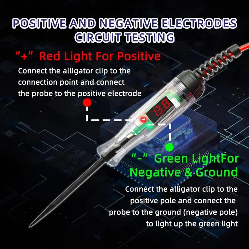 CM3V-120V Car Truck Voltage Circuit Tester Digital Display Long Probe