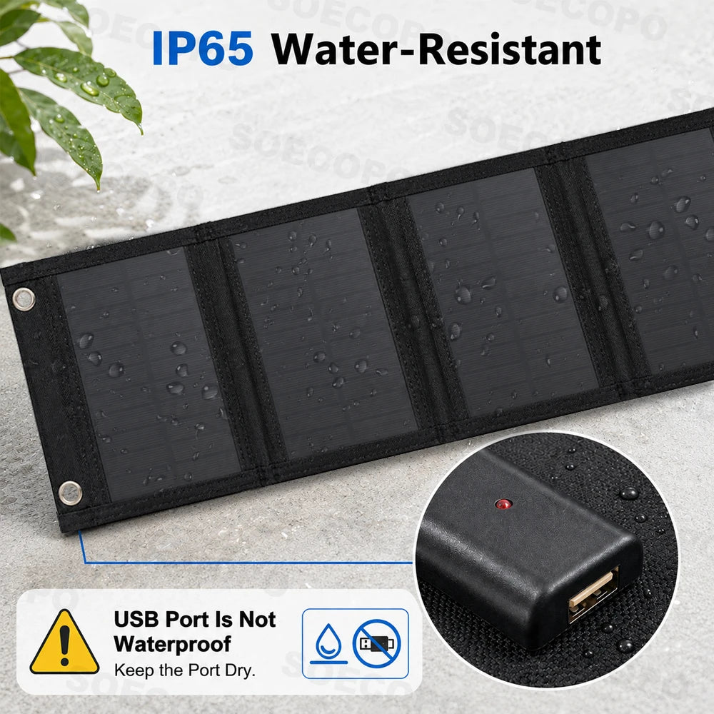 Portable 20W Foldable Solar Panel USB Charger Lightweight Solar Power Bank Charger for Backpacking Camping Outdoor Activities Zpaxo