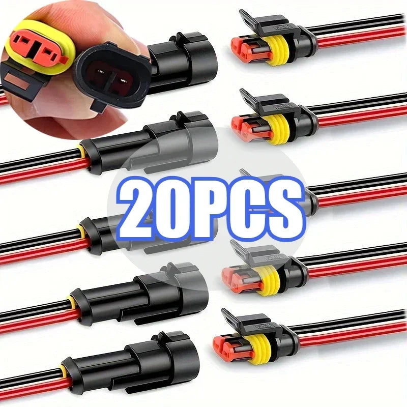 Waterproof 2 Pin Wire Connectors - 20 AWG Automotive Connector Kit for Car, Truck, Motorcycle, and Marine Boat Zpaxo 20PCS-10pair